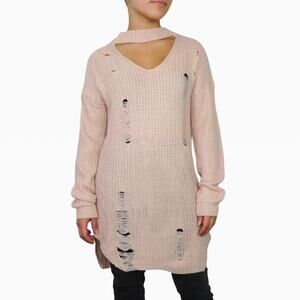 Women's Distressed Pink Sweater